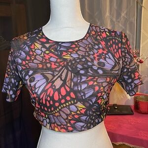 YITTY Multicolor Butterfly Pattern Crop Top